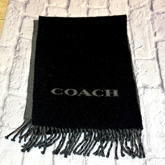 Coach Black and Gray Wool and Cashmere Men's Scarf - Picture 1 of 5